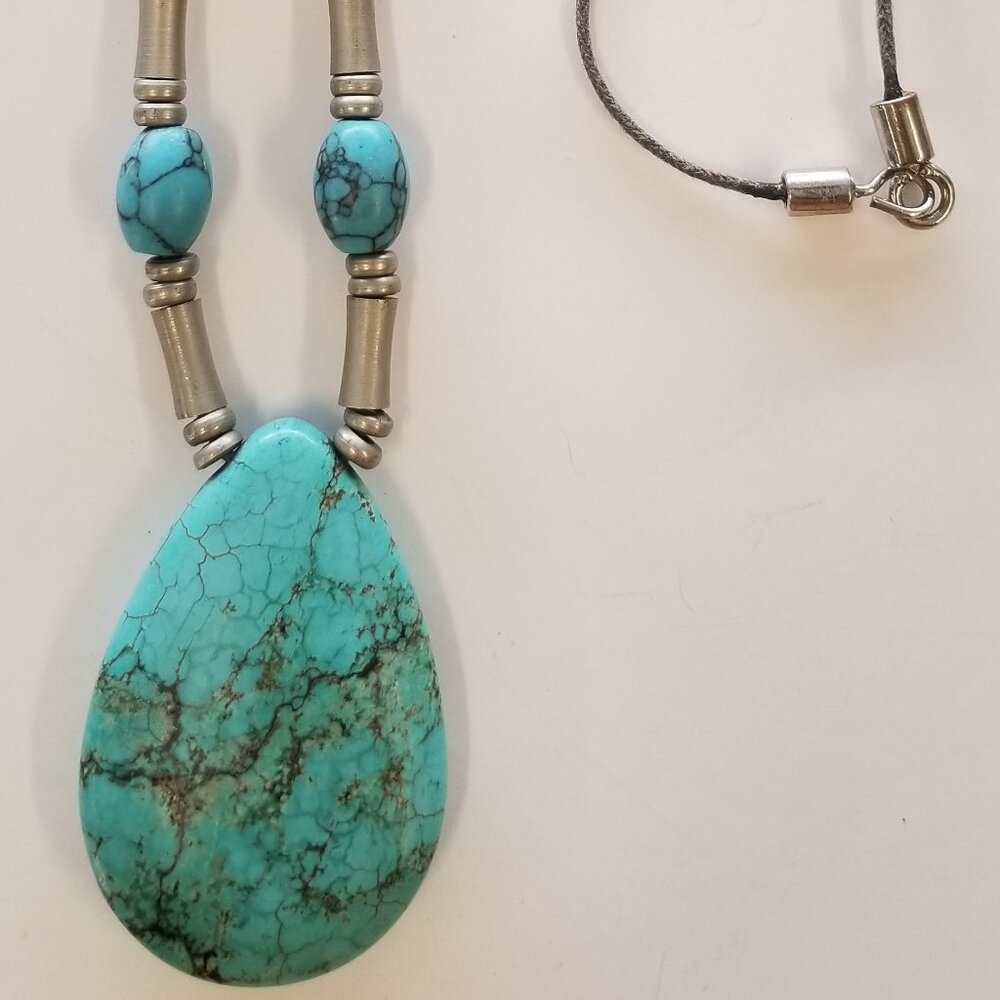 Turquoise Teardrop Pendant Necklace #5